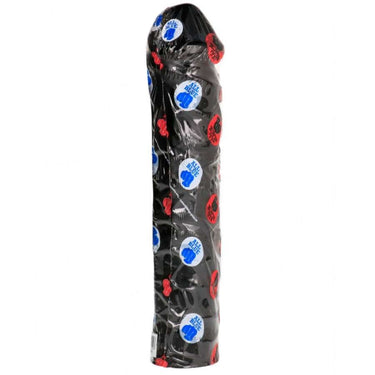 Dildo realistico nero con venature e strappo, 31 cm, sicuro e versatile